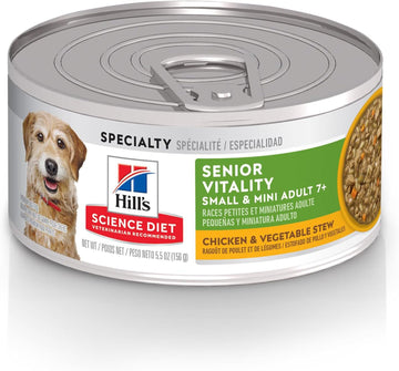 Hill'S Science Diet Senior Vitality, Senior Adult 7+, Small & Mini Breeds Senior Premium Nutrition, Wet Dog Food, Salmon & Vegetables Stew, 5.5 Oz Can, Case Of 24