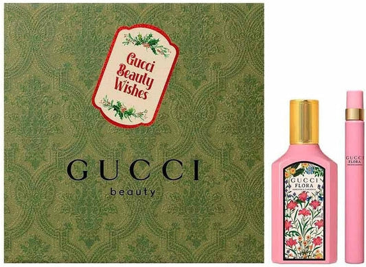 Gucci Flora Gorgeous Gardenia Gift Set For Women (Eau De Parfum 50 Ml + Eau De Parfum Travel Package 10 Ml)
