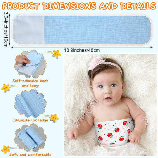 8 Pcs Baby Infant Umbilical Cord Comfort Adjustable Cotton Belly Band for Protection, Baby Gifts for 0 To12 Months (Cute)