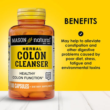 Mason Natural Herbal Colon Cleanser, 300 Day Supply, Dietary Supplement Supports Digestive Health With Soluble Fibers, Probiotics & Herbs, 3 Pack