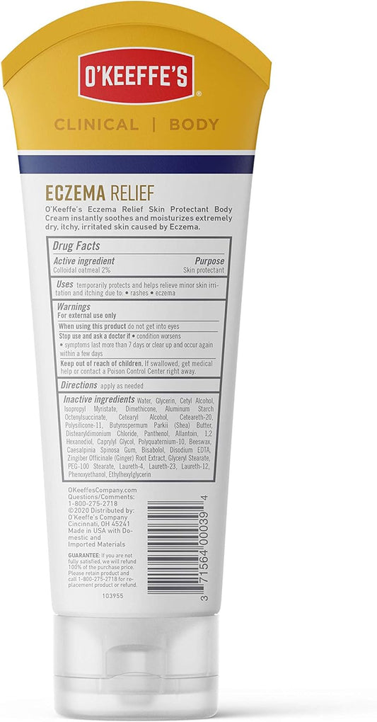 O'Keeffe's Eczema Relief Skin Protectant Body Cream, 8 Ounce Tube