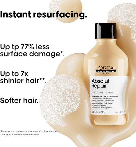 L'Oréal Professionnel Serie Expert Absolut Repair Shampoo And Hair Mask Set, Repairs And Hydrates Dry And Damaged Hair, 300 Ml And 250 Ml