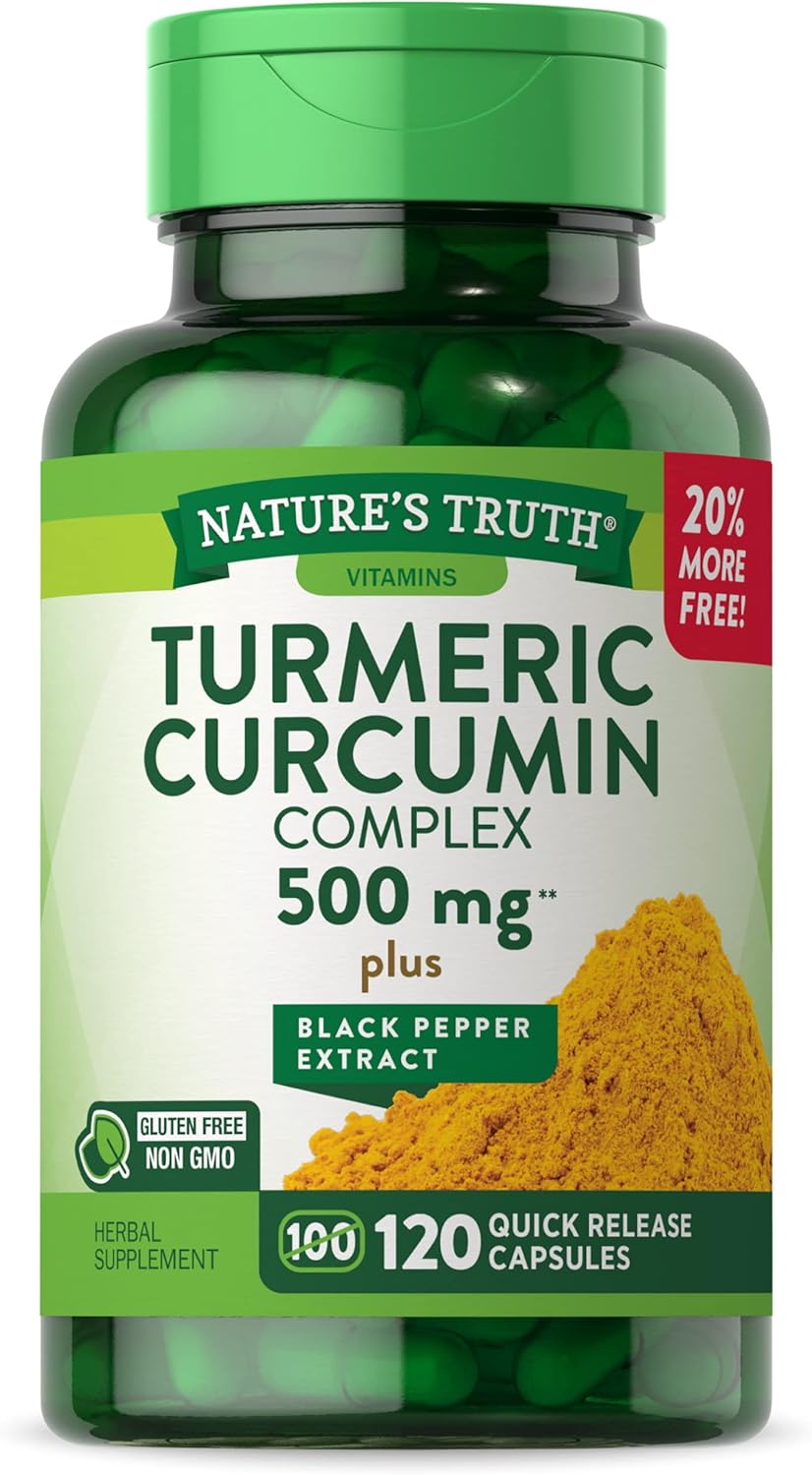 Turmeric Curcumin With Black Pepper Extract | 500Mg | 120 Capsules | Non-Gmo & Gluten Free Complex Supplement | By Nature'S Truth