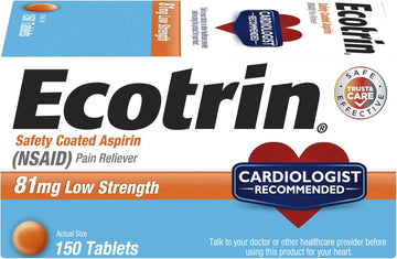 Ecotrin Safety Coated Aspirin Pain Reliever Tablets, Low Strength, Nsaid 81Mg, 150 Ct (Pack Of 1)