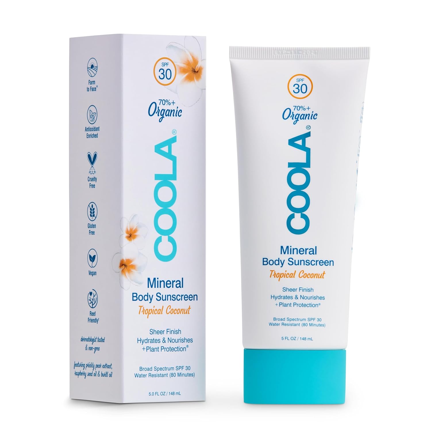 Coola Organic Mineral Sunscreen Sunblock Body Lotion, Dermatologist Tested Skin Care For Daily Protection, Vegan And Gluten Free, 5 Fl Oz