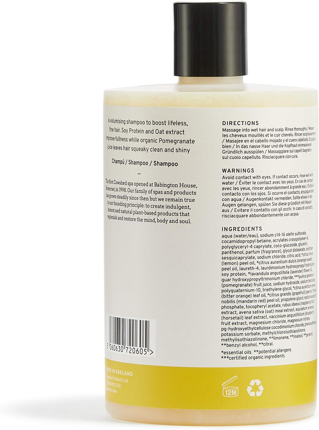 Cowshed Boost Shampoo - 500 ml - Hair Hydrating Shampoo | Moisturising Vegan Shampoos Sulphate and Paraben Free | Volumising Shampoos for All Hair Types : Amazon.co.uk: Beauty