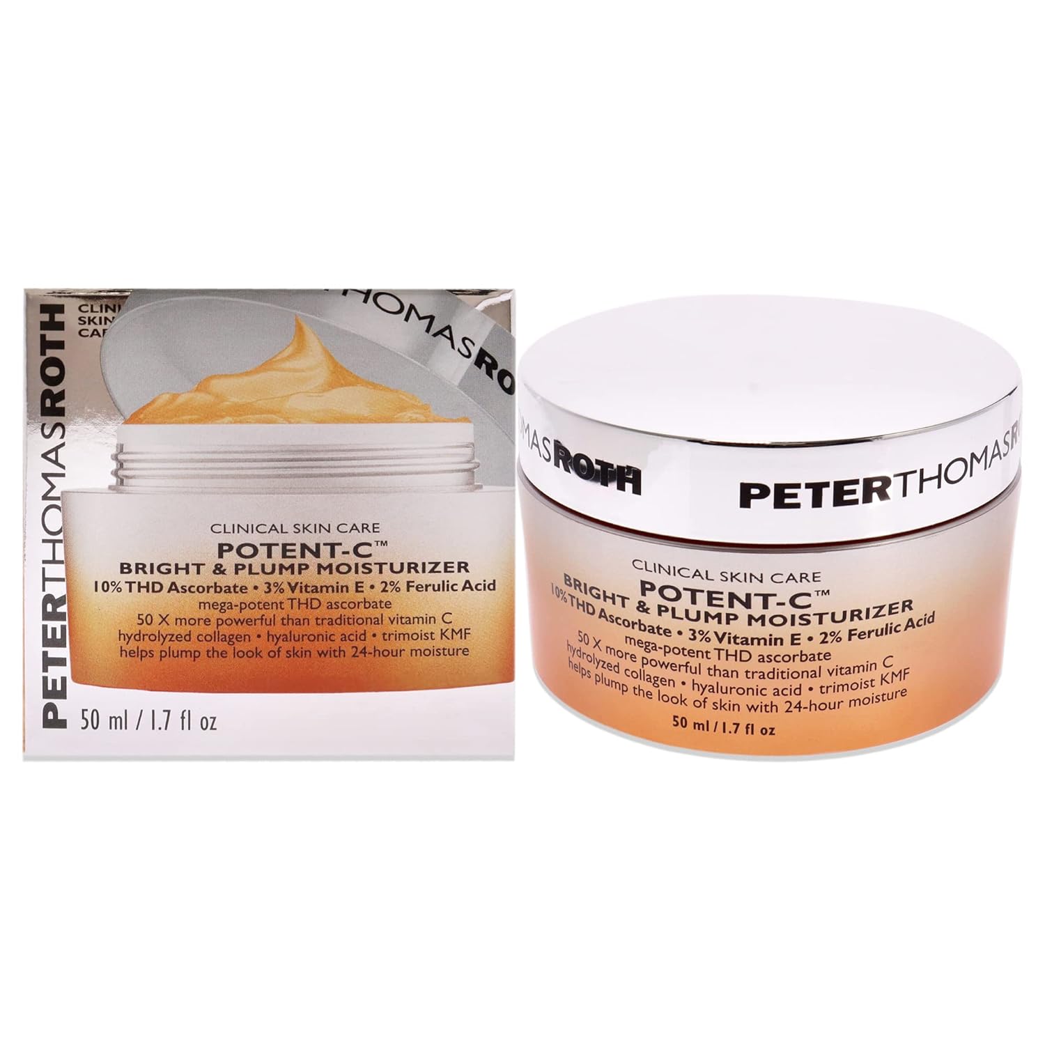 Peter Thomas Roth | Potent-C Bright & Plump Moisturizer | Brightening Vitamin C Moisturizer And Anti-Aging Cream With Collagen Light Blue 1.69 Fl Oz