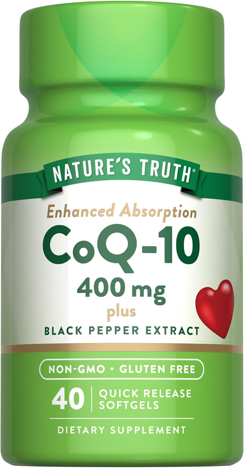 Nature'S Truth Co-Q10 400Mg | 40 Softgels | Maximum Strength Supplement | Enhanced Absorption | Non-Gmo And Gluten Free Supplement