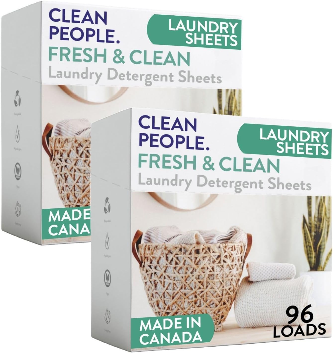 The Clean People Laundry Detergent Sheets - Hypoallergenic Laundry Soap - Ultra Concentrated, Recyclable Packaging, Stain Fighting - Fresh Scent, 192 Pack