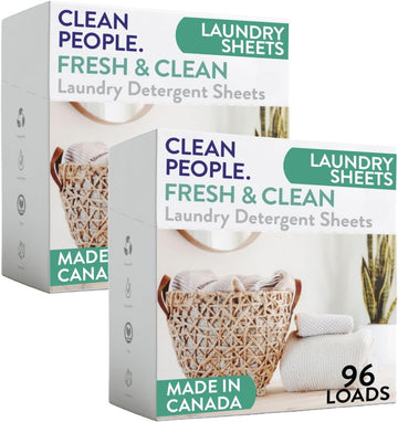 The Clean People Laundry Detergent Sheets - Hypoallergenic Laundry Soap - Ultra Concentrated, Recyclable Packaging, Stain Fighting - Fresh Scent, 192 Pack