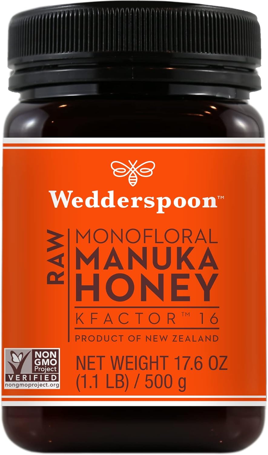 Wedderspoon Raw Premium Manuka Honey, Kfactor 16, 17.6 Oz, Unpasteurized, Genuine New Zealand Honey, Traceable From Our Hives To Your Home