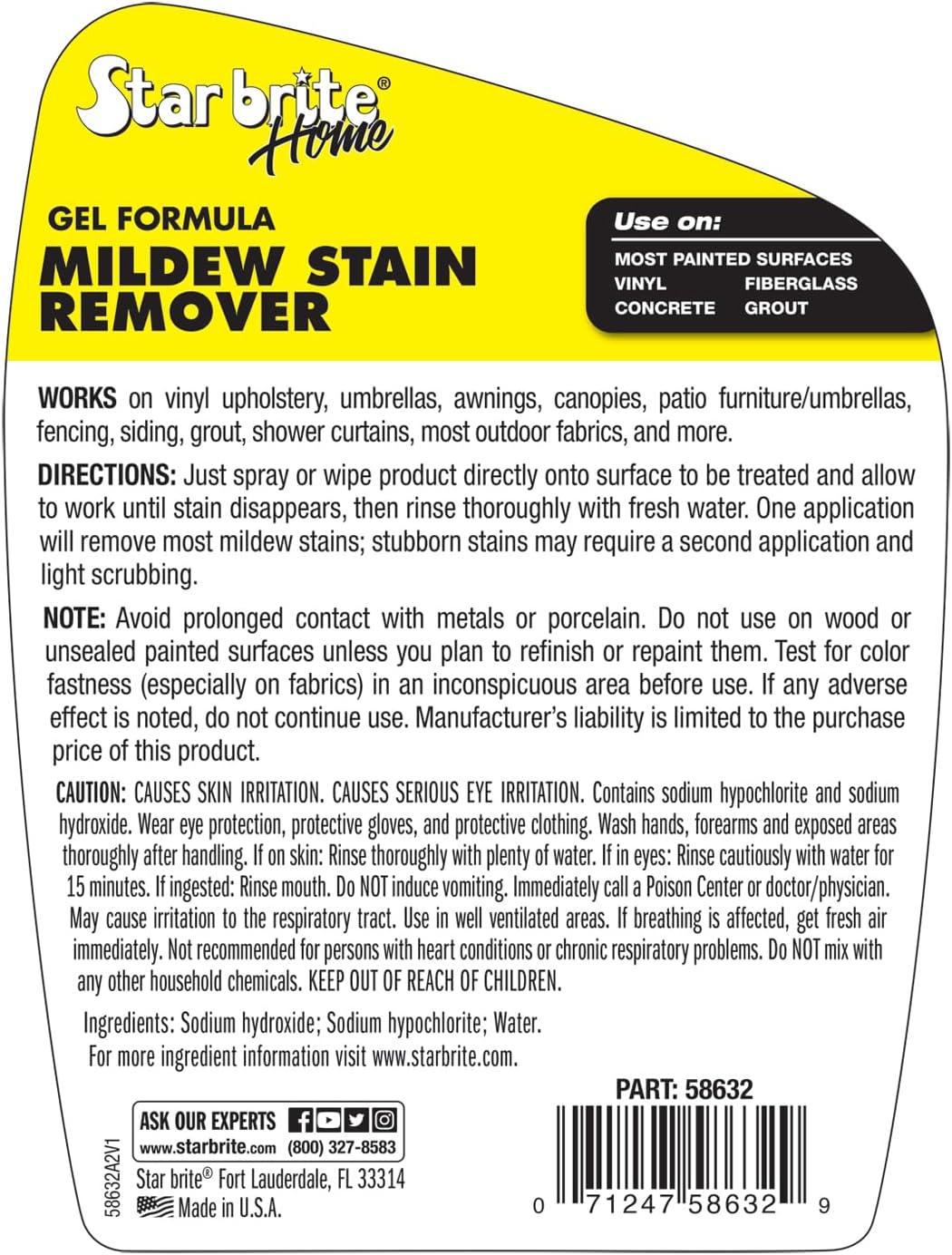 STAR BRITE Home Mildew Stain Remover Gel Spray - 32 OZ : Health & Household