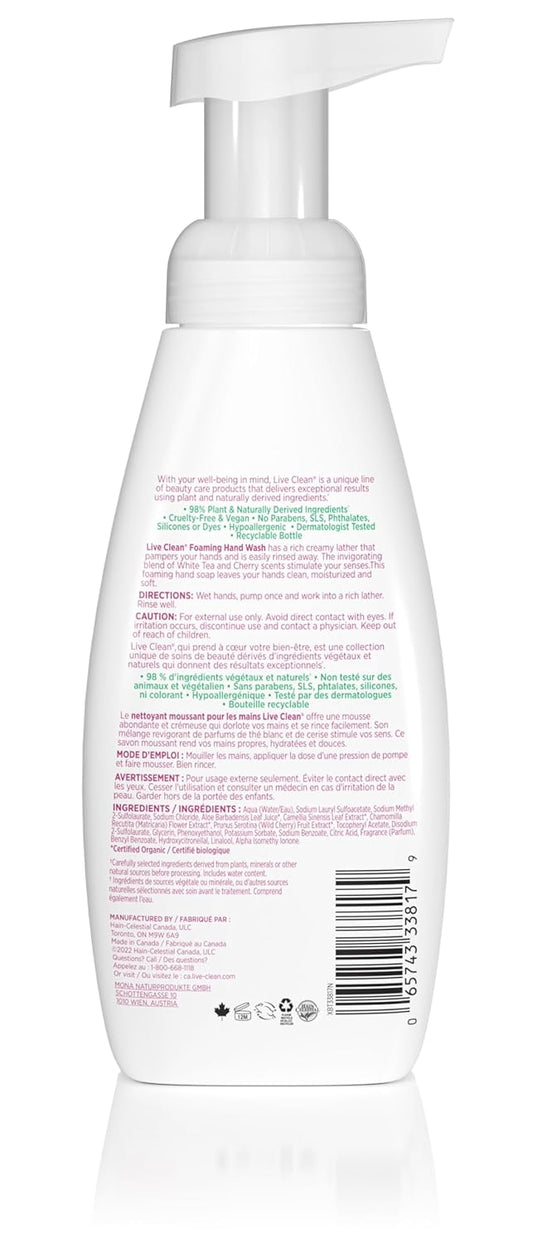 Live Clean White Tea & Cherry Foaming Hand Soap, 13.5 Fl Oz