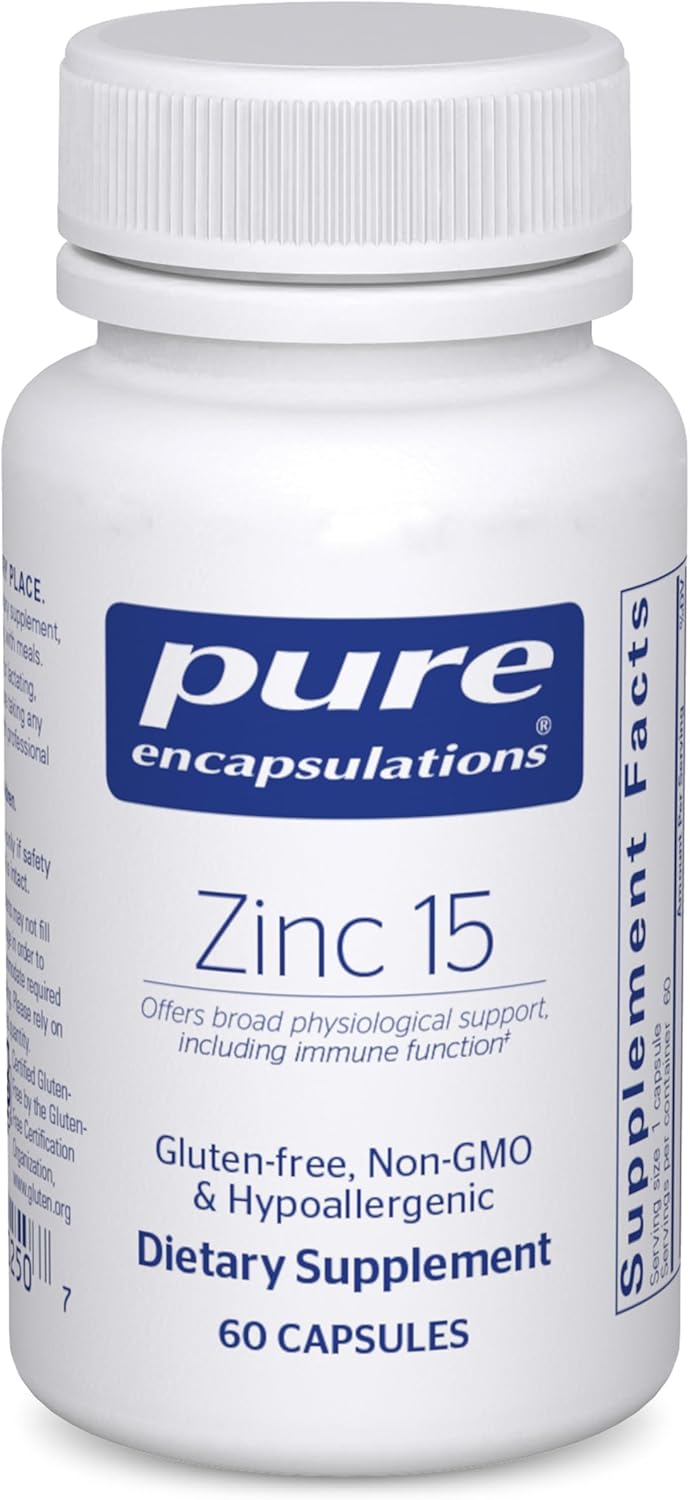 Pure Encapsulations Zinc 15 Mg - Zinc Picolinate Supplement For Immune System Support, Growth & Development - For Wound Healing - With Premium Zinc Picolinate - 60 Capsules