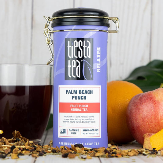 Tiesta Tea - Palm Beach Punch | Fruit Punch Herbal Tea | Premium Loose Leaf Tea Blend | Non-Caffeinated Herbal Tea | Make Hot Or Iced Tea & Brews Up To 50 Cups - 4 Ounce Refillable Tin