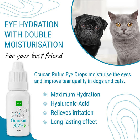 Moisturizing Eye Drops for Dogs and Cats with Hyaluronic Acid. Lubricating Relief Artificial Tears for Dry Irritated Eyes for Pets. Multidose, 15 ml (0.50 Fl Oz)