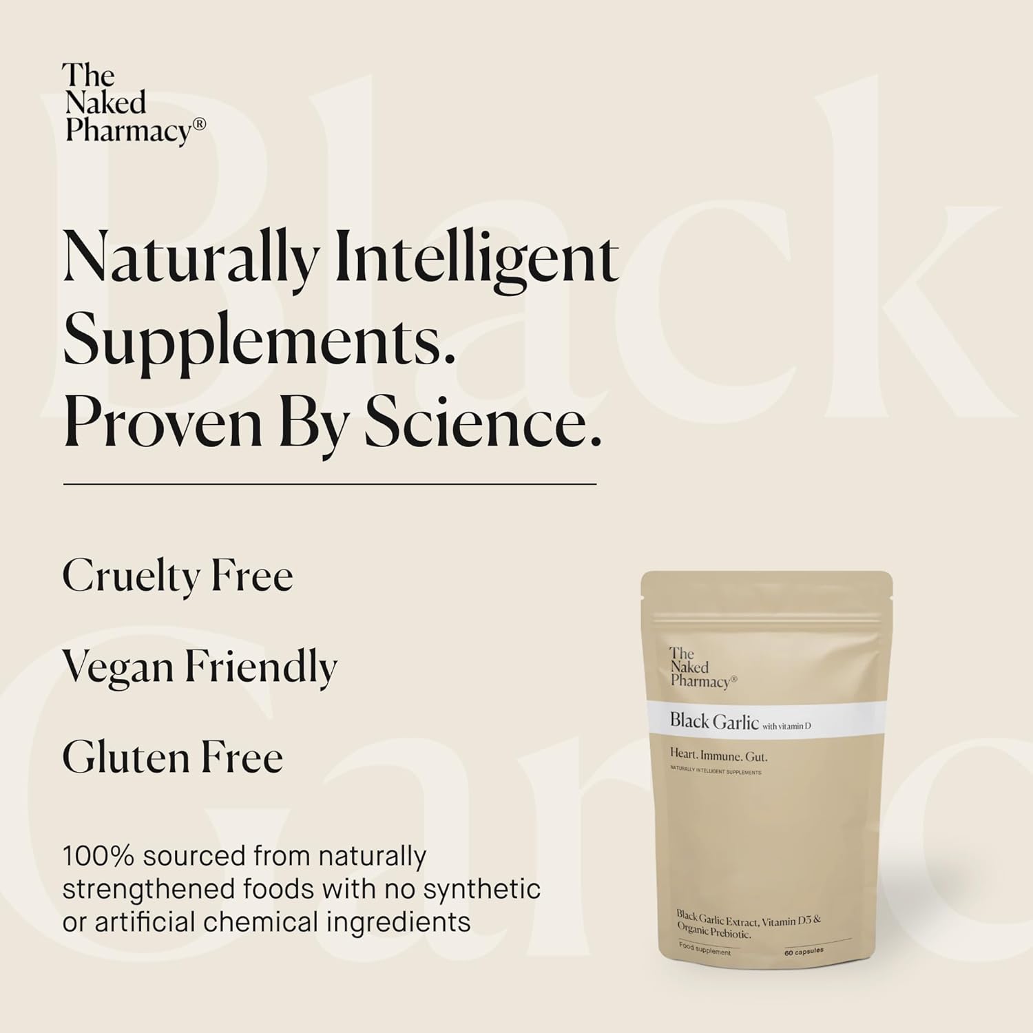 The Naked Pharmacy | Black Garlic Supplements | for Gut, Cardiovascular & Immune System | with Vitamin D | Odourless | 60 Capsules : Amazon.co.uk: Health & Personal Care