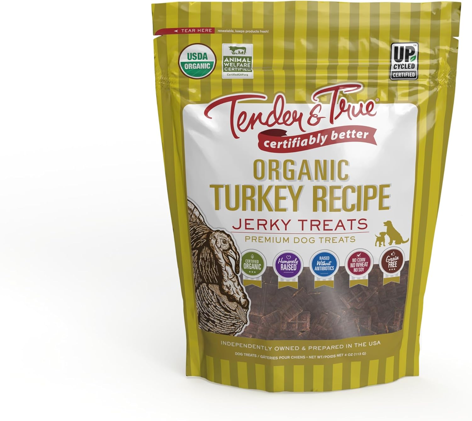 Tender & True Organic Turkey Jerky Treat, 4 Oz Bag