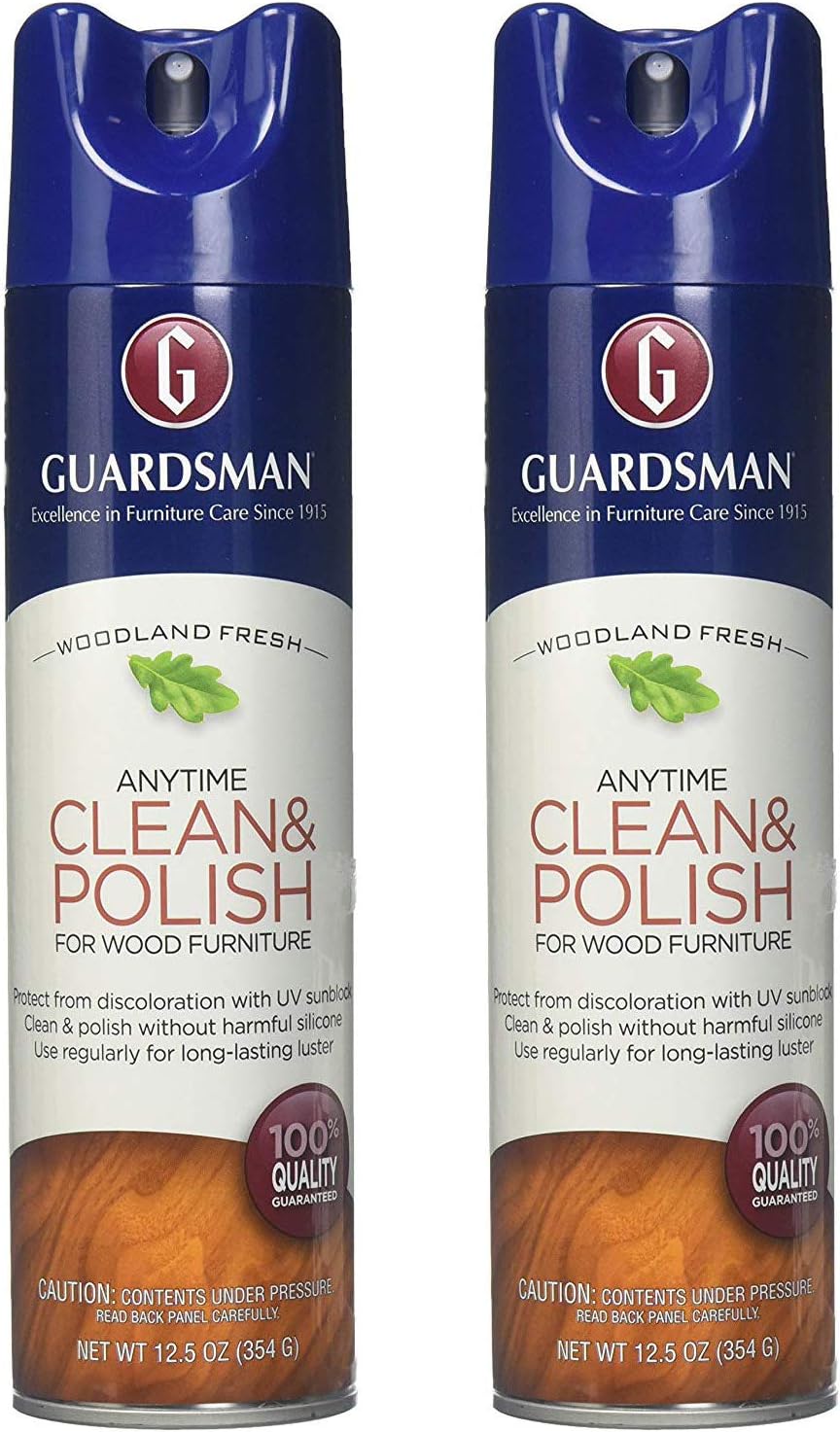 Guardsman Clean & Polish For Wood Furniture - Woodland Fresh - 12.5 oz - Silicone Free, UV Protection - 2 Pack