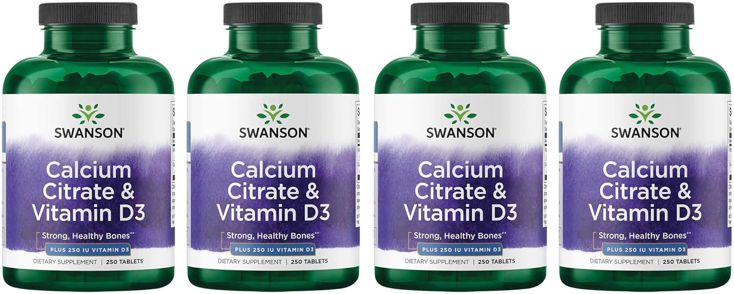 Swanson Calcium Citrate & Vitamin D3 250 Tabs 4 Pack