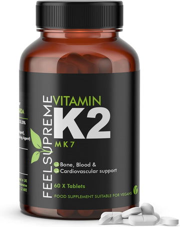 Vitamin K2 Mk7 100Mcg 60 High Strength Tablets 2 Months Supply| 100% Natural Vegan Friendly Supplement | Supports Bone And Heart Health