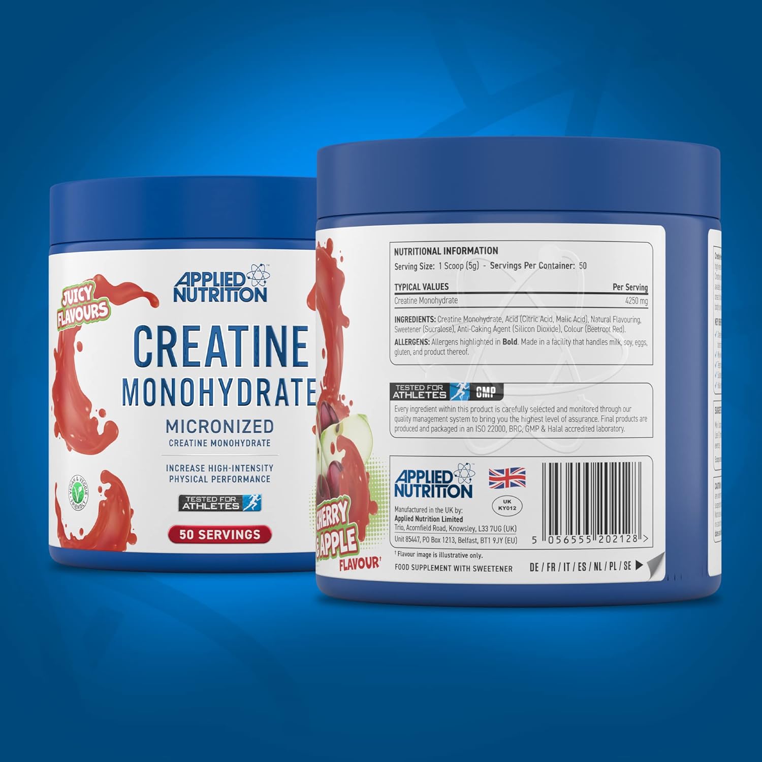 Applied Nutrition Creatine Flavoured - Creatine Monohydrate Micronized Powder with Flavour, Increases High-Intensity Physical Performance (250g - 50 Servings) (Cherry & Apple) : Amazon.co.uk: Health & Personal Care