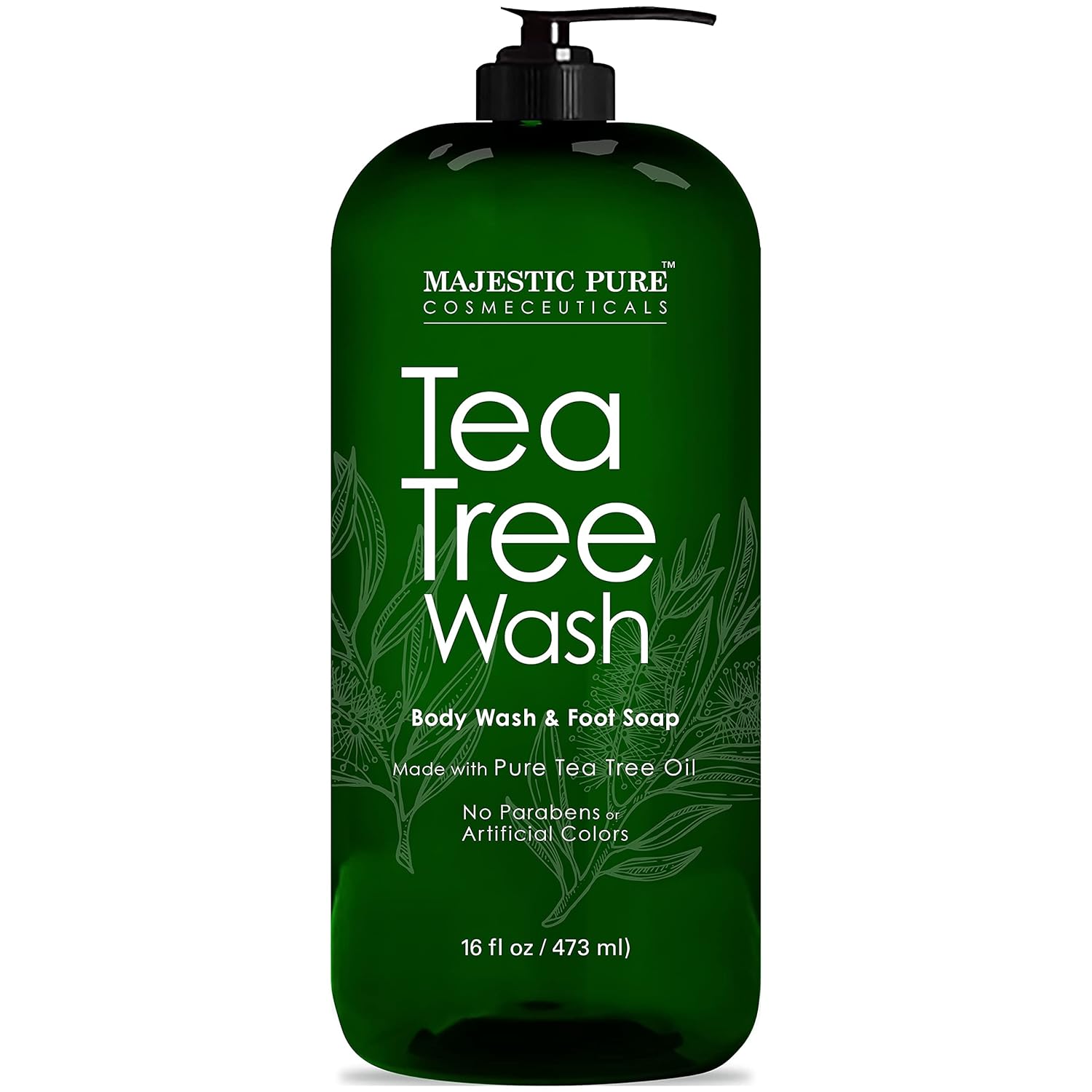 MAJESTIC PURE Tea Tree Body Wash - Formulated to Combat Dry, Flaky Skin - Soothes, Nourishes and Moisturizes Irritated, Chapped, Problem Skin Areas - (Packaging may Vary) -16 fl. oz