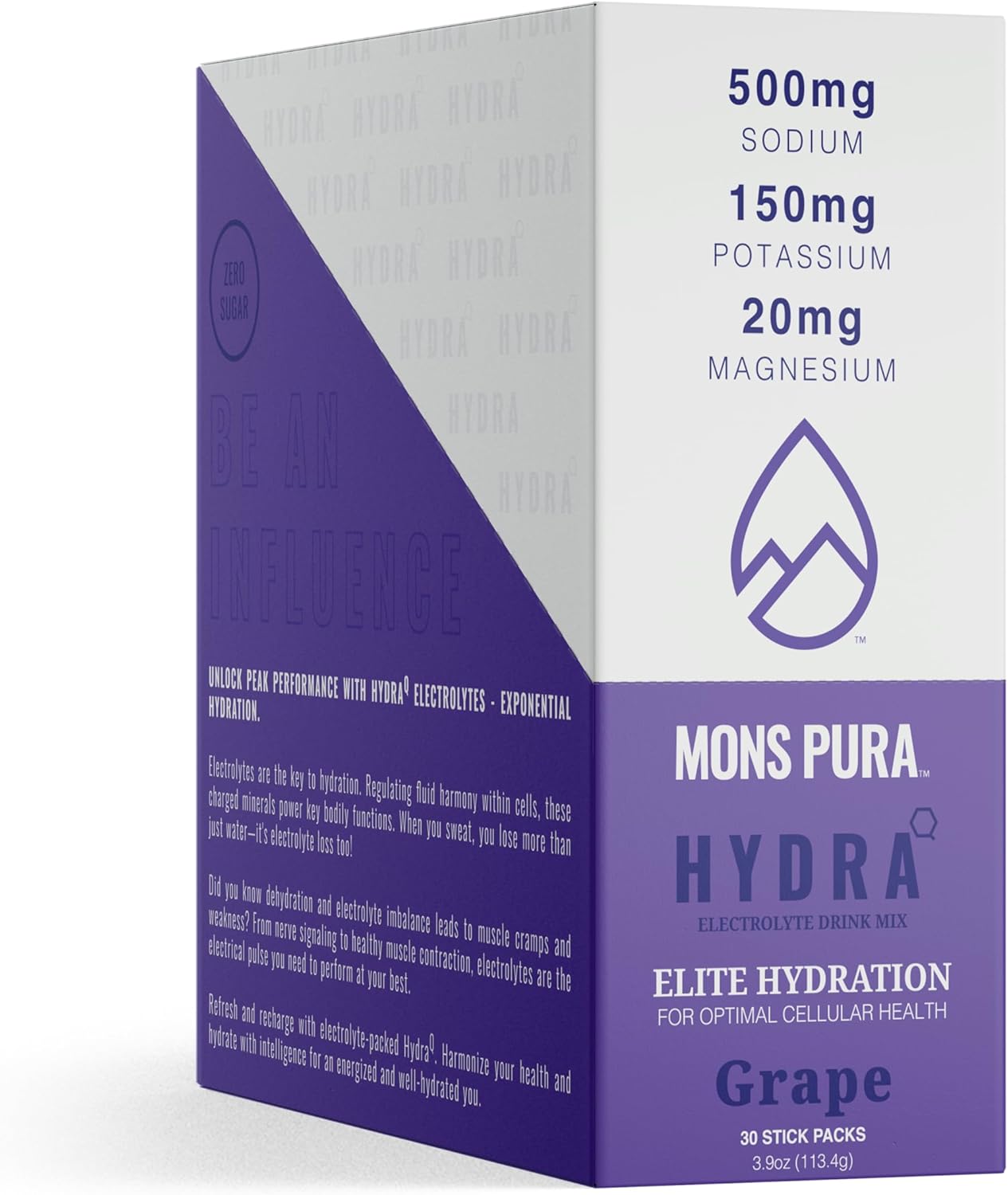 Mons Pura Hydra Grape Electrolyte Drink Mix - 30 Count