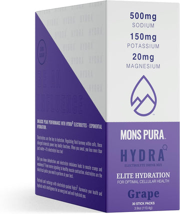 Mons Pura Hydra Grape Electrolyte Drink Mix - 30 Count