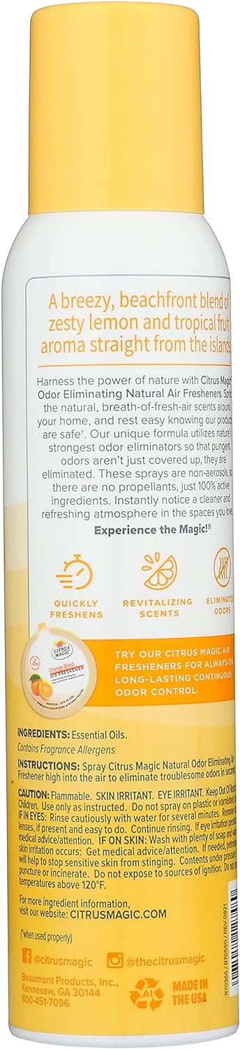 Citrus Magic Natural Odor Eliminating Air Freshener Spray, Tropical Lemon, 3-Ounce