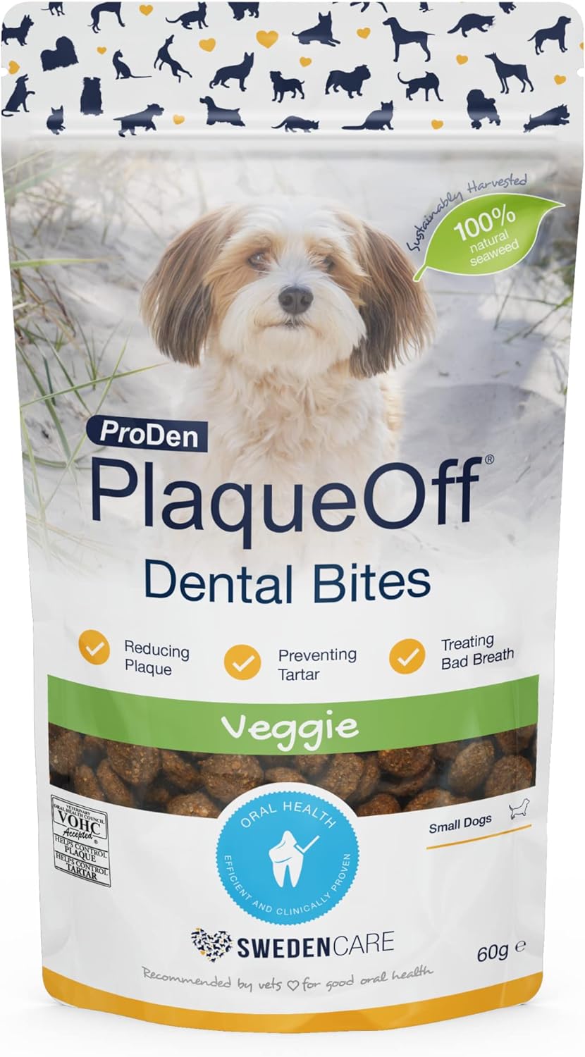 ProDen PlaqueOff Dental Bites 60 g | For Dogs and Cats under 10 kg | Bad breath, Plaque, Tartar, package may vary?22235/3357