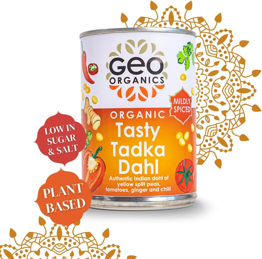 Geo Organics Tasty Tadka Dahl 400G (Pack Of 1) | Authentic Indian Side Dish | Low Sugar & Salt | Certified Organic | Vegan Meals & Gluten-Free Food | Mild Spice Level