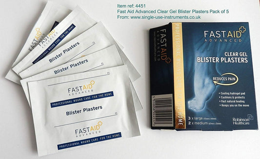 2 X Fastaid 4451 Advanced Clear Gel Blister Plasters, Pack Of 5 X 2, Reduces Pain Fast