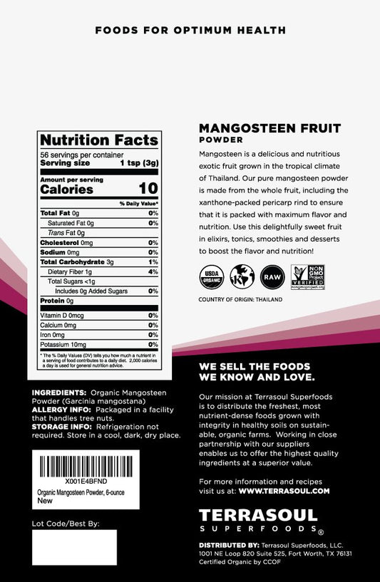 Terrasoul Superfoods Mangosteen Fruit Powder (Organic), 12 Ounces