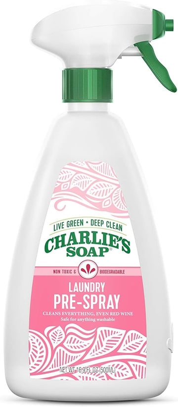 Charlie’s Soap Laundry Pre-Spray (16 Fl. Oz., 1 Pack) Natural Laundry Pretreat and Stain Remover – Powerful, Non-Toxic, Safe, and Effective