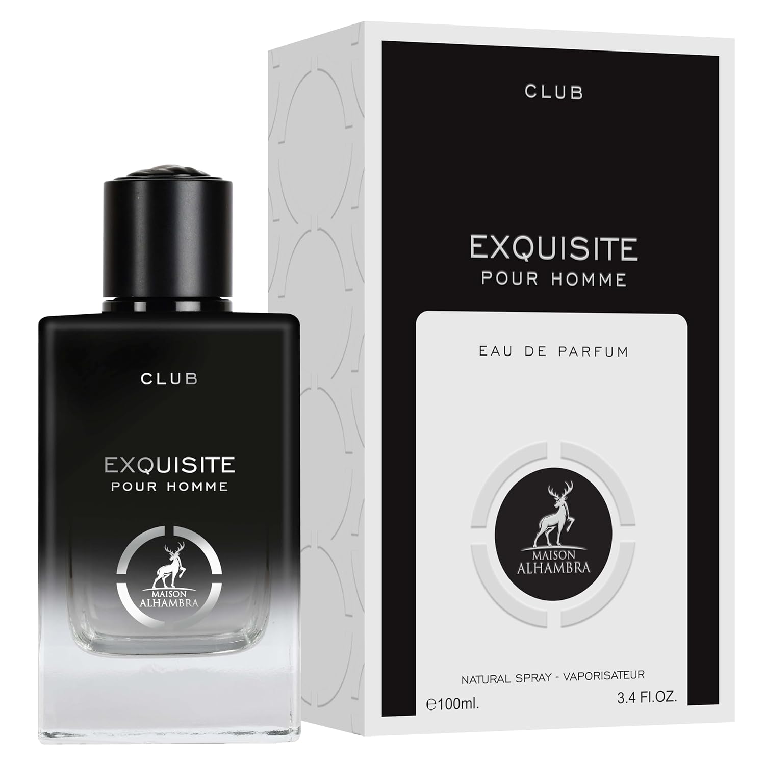 Maison Alhambra Exquisite Club Pour Homme Eau De Parfum Spray - 100Ml (3.4 Oz), Fresh Spicy Floral Scent With Warm Smooth Finish, Long-Lasting Fragrance For Men : Beauty & Personal Care