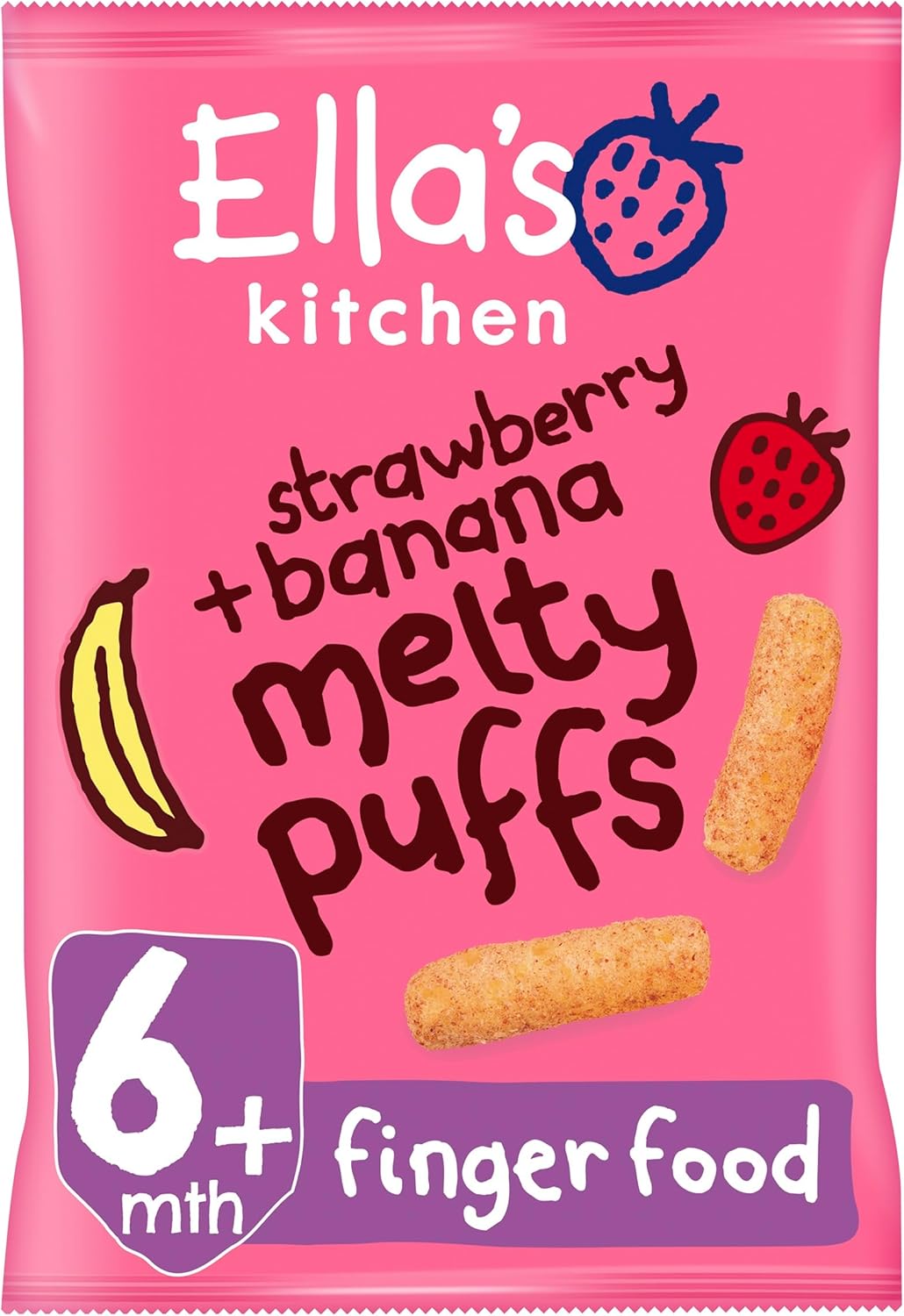 Ella'S Kitchen Organic Strawberries And Bananas Puffs, 20G