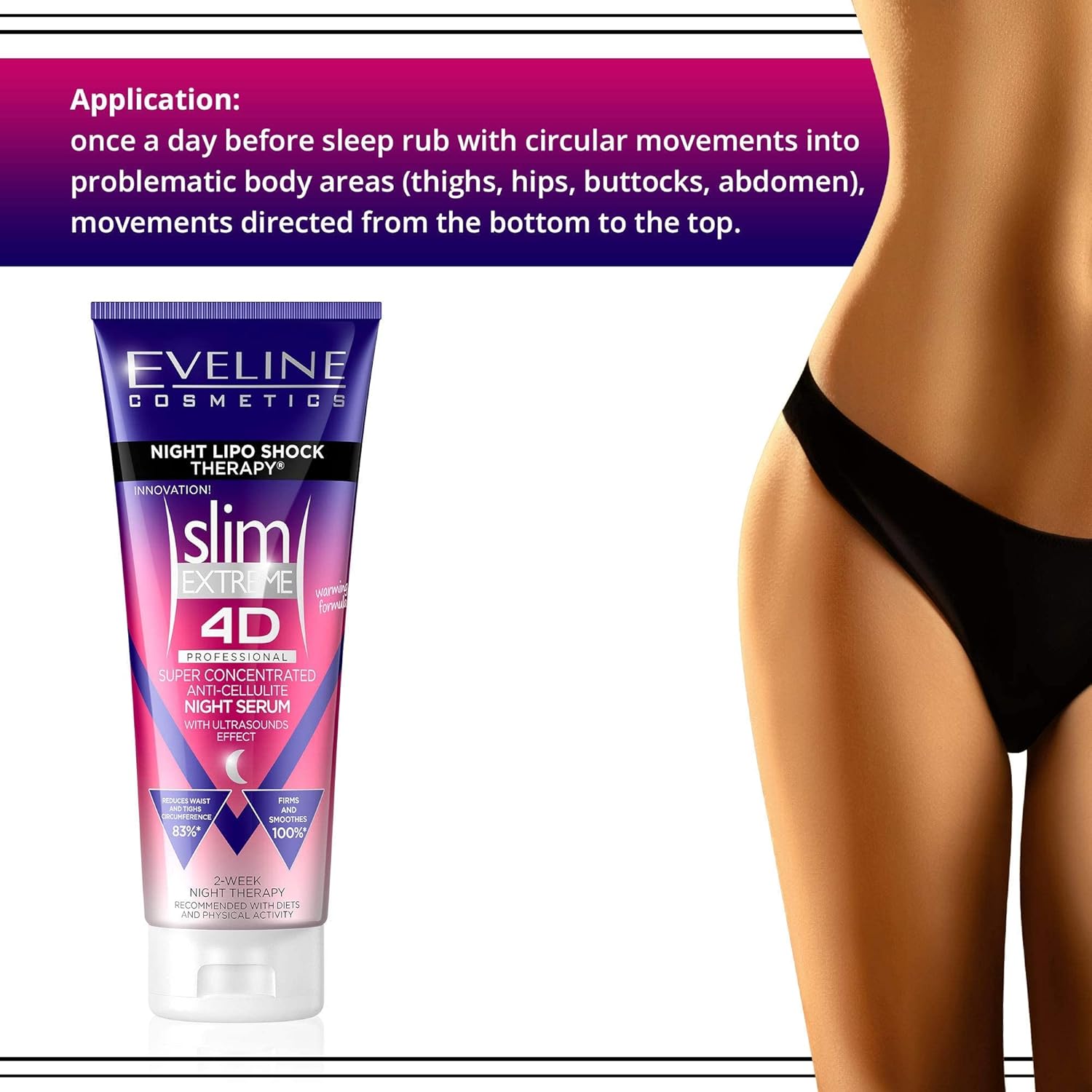 Eveline Slim Extreme 4D Cellulite Cream - Night Lipo Shock Therapy, 250ml for All Skin Types : Beauty & Personal Care