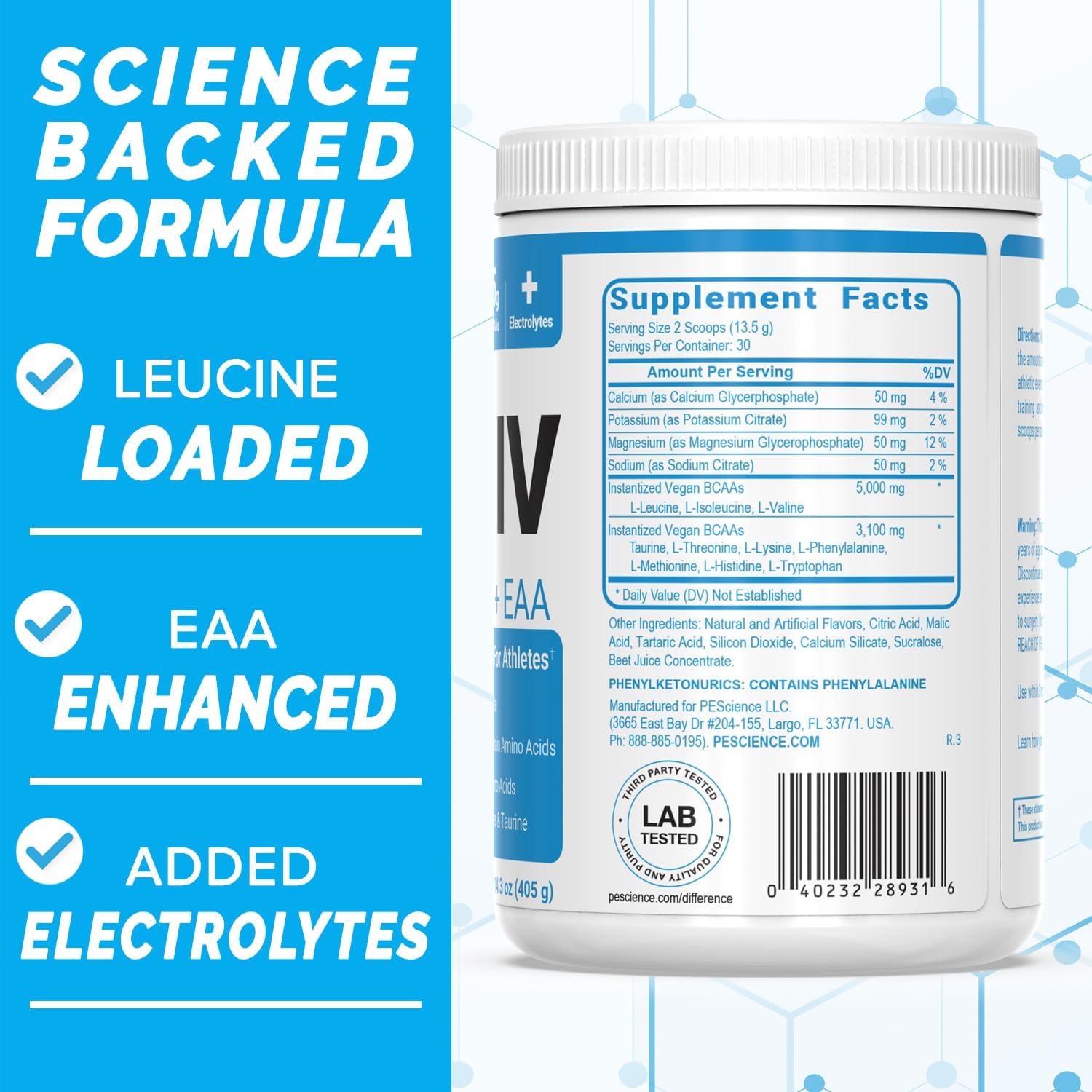 Pescience Amino Iv, Strawberry Lemonade, 60 Scoop, Bcaa And Eaa Powder With Electrolytes