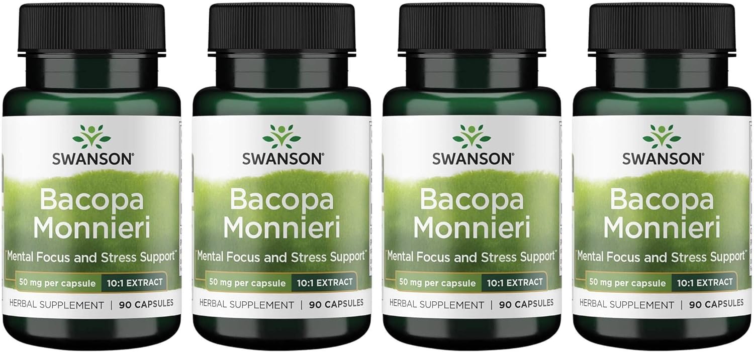 Swanson Bacopa Monniera 10:1 Extract 50 Milligrams 90 Capsules (4 Pack)