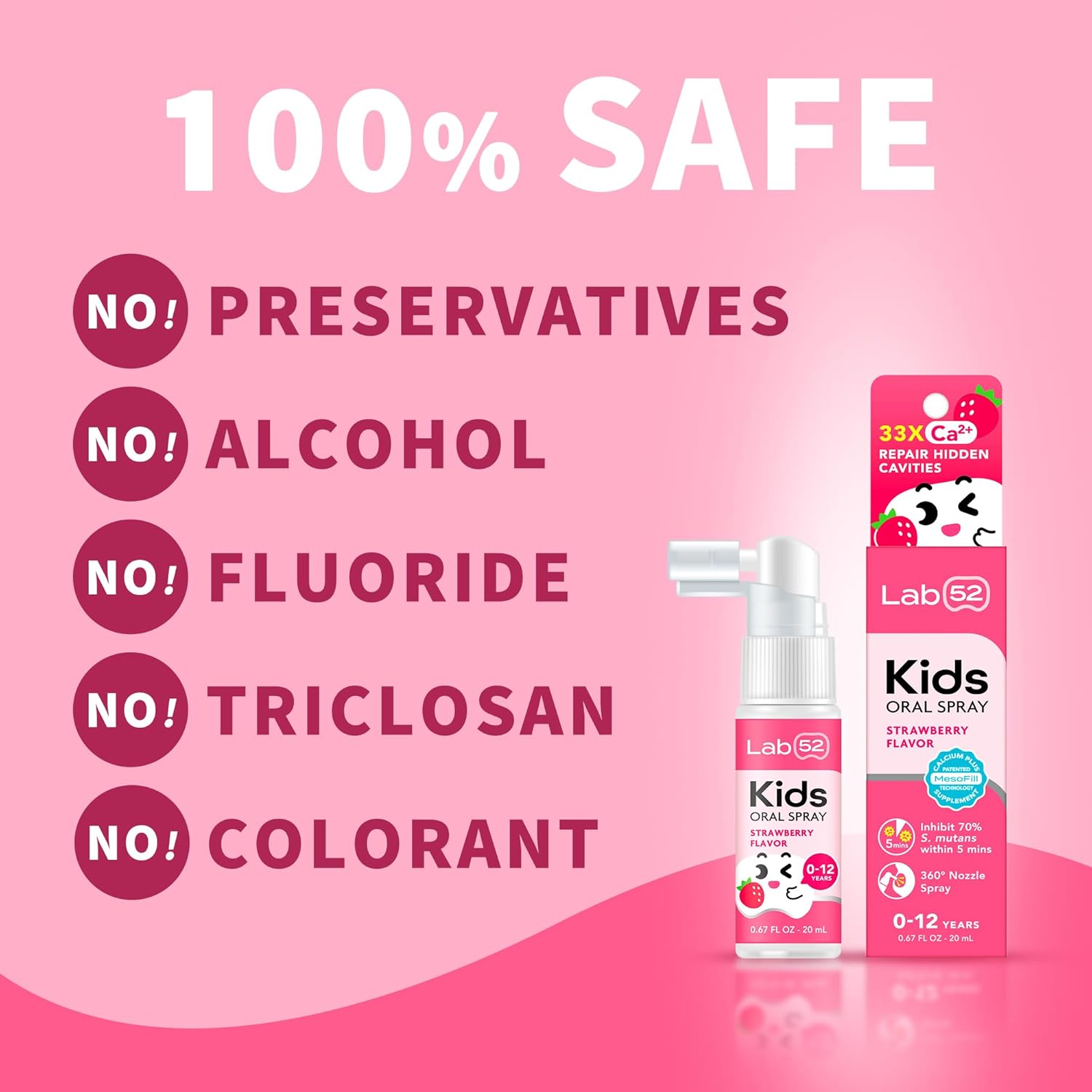 LAB52 Kids Oral Spray Duo Set, Toddler Toothpaste Helper for Cavity Repair and Fresh Breath, Children Anticavity with Fluoride Free for Newborn to Preschoolers, Xylitol (Strawberry & Grape) : Health & Household