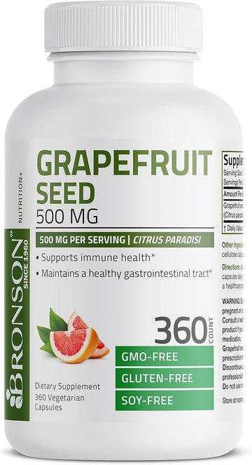 Bronson Grapefruit Seed Extract 500 Mg Per Serving Citrus Paradisi Supports Immune Health & Helps Maintain A Healthy Gastrointestinal Tract - Non-Gmo, 360 Vegetarian Capsules