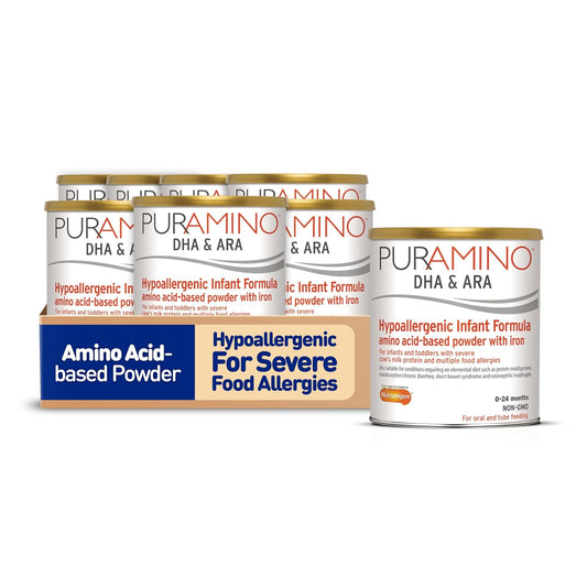 Puramino Hypoallergenic Infant Drink, For Severe Food Allergies, Omega-3 Dha, Iron, Immune Support, Powder Can, 14.1 Oz (4 Count) (Pack Of 2)