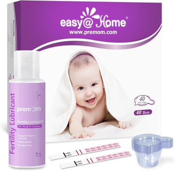 Easy@Home 40 Pack Pregnancy Test Strips + 40 Large Urine Cups + Premom Fertility Lubricant 2 Fl Oz
