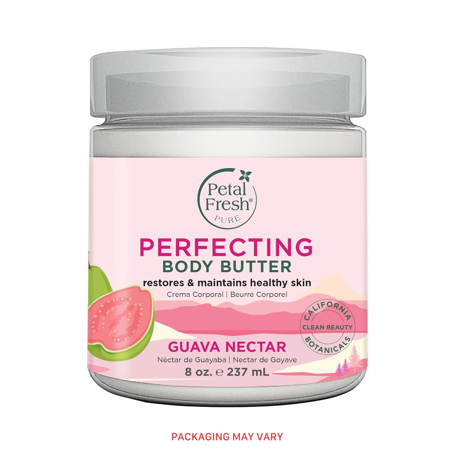 Petal Fresh Pure Perfecting Guava Nectar Body Butter, Organic Coconut Oil, Argan Oil, Shea Butter, Promotes Healthy Skin, Vegan And Cruelty Free, 8 Oz (Guava Nectar)