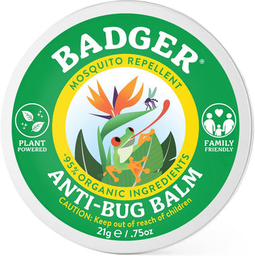 Badger Bug Repellent, Organic Deet-Free Mosquito Repellent With Citronella & Lemongrass, Easy To Use Travel Size Camping Essential, Family Friendly Insect Repellent Balm, .75 Oz Tin