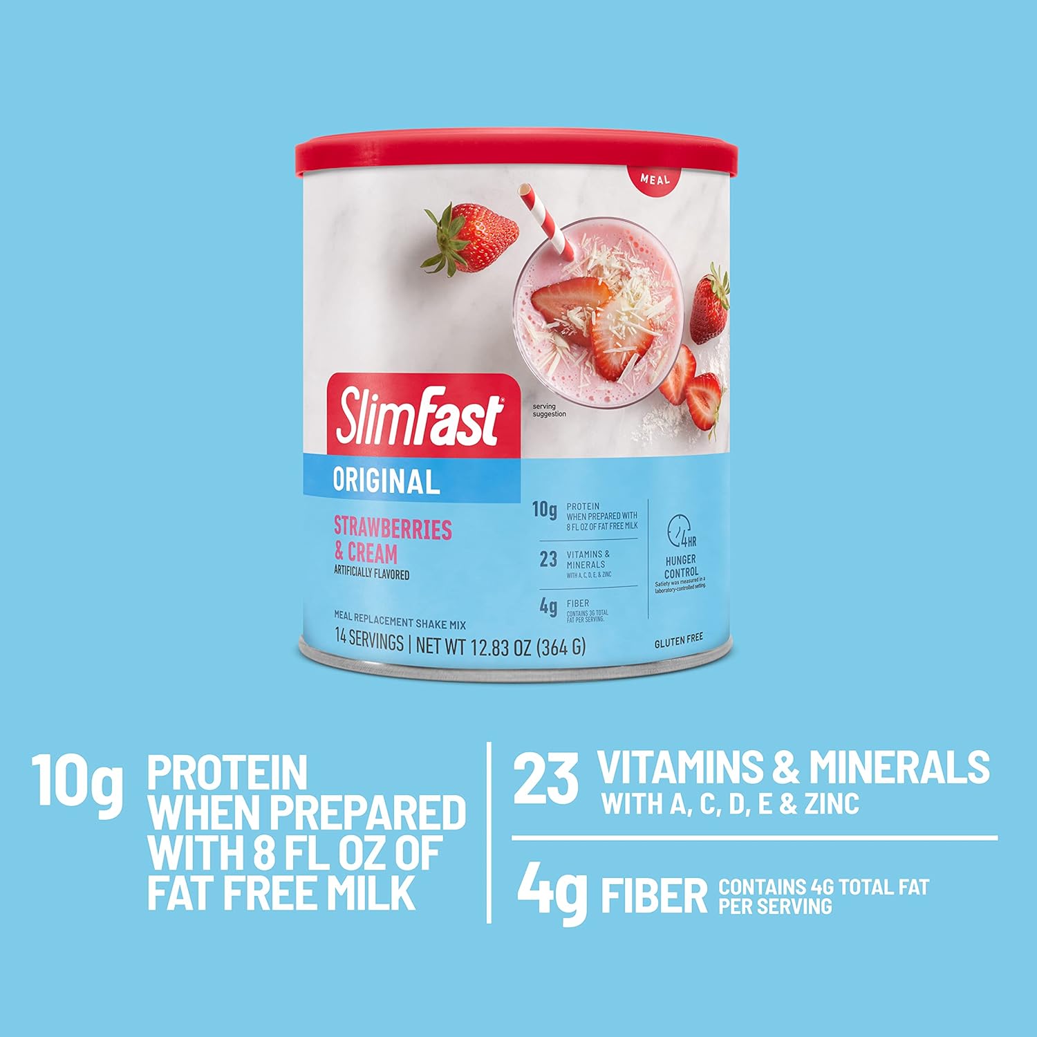 SlimFast Meal Replacement Powder, Original Strawberries & Cream, Shake Mix, 10g of Protein, 14 Servings (Pack of 3) (Packaging May Vary) : Grocery & Gourmet Food