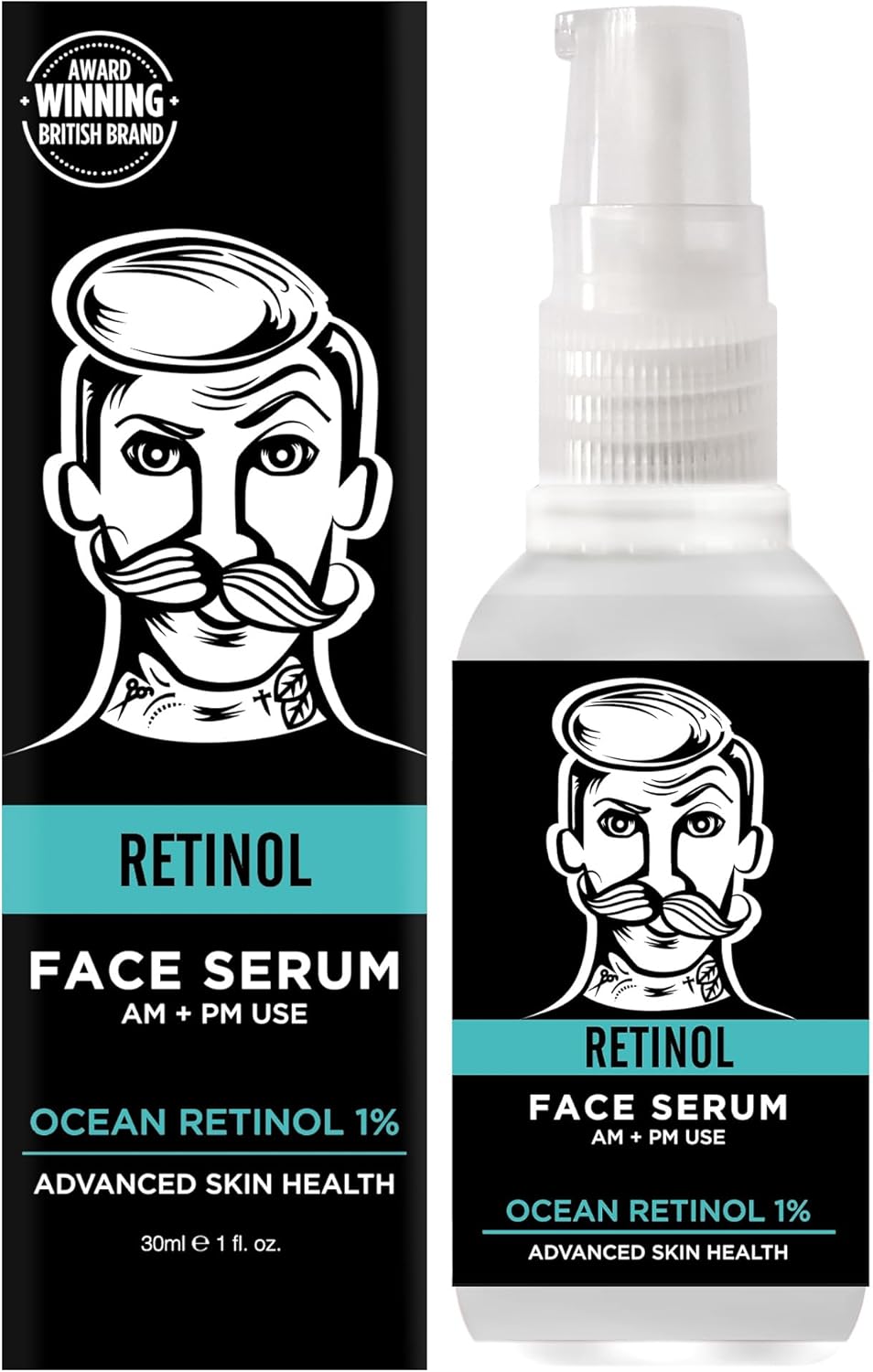 Barber Pro Retinol Face Serum Overnight Serum Mens Face Moisturiser & Antioxidant Rejuvinate Anti-Ageing Firming Skin Natural Plant Based Vegan Skincare 30Ml