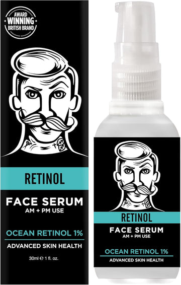 Barber Pro Retinol Face Serum Overnight Serum Mens Face Moisturiser & Antioxidant Rejuvinate Anti-Ageing Firming Skin Natural Plant Based Vegan Skincare 30Ml