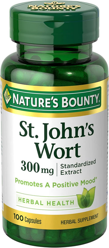 Nature'S Bounty St. John’S Wort 300Mg Capsules, Herbal Health Supplement, Promotes A Positive Mood, 100 Capsules